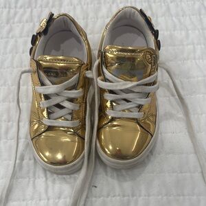 Marc Jacobs Kids Shiny Gold Signature Daisy Sneakers